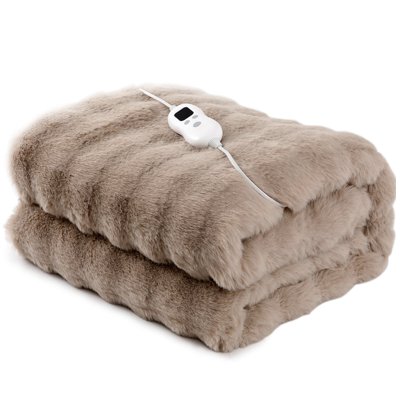 Plaid chauffant - Fausse fourrure sable – MONT DEGRÉS