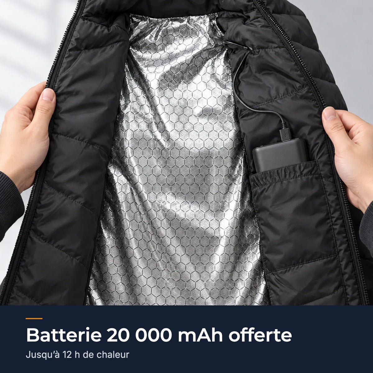 Batterie 20 000 mAh offerte avec l'Alpine 21, jusqu'à 12 h de chaleur sur les zones chauffantes