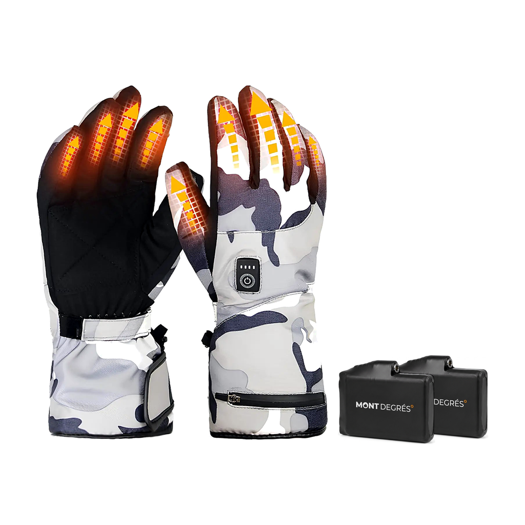 Arctic Camo X5 - Gants chauffants ski camouflage - avec Batterie : la paire et ses 2 batteries 7,4 V incluses