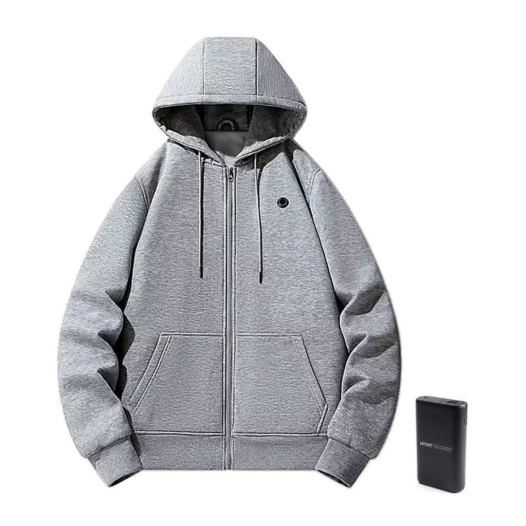 Core Zip 6 - Sweat chauffant zippé gris avec batterie incluse – MONT DEGRÉS