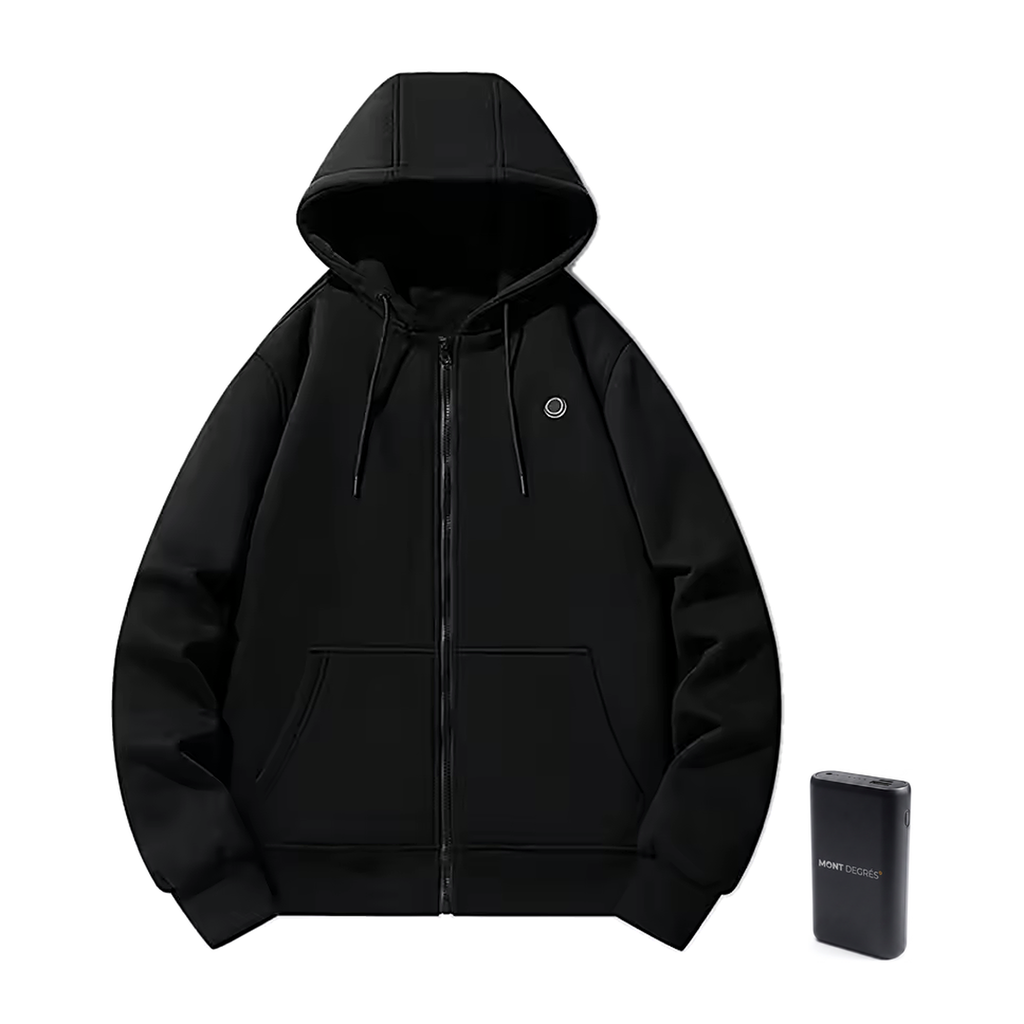 Core Zip 6 - Sweat chauffant zippé noir avec batterie incluse – MONT DEGRÉS