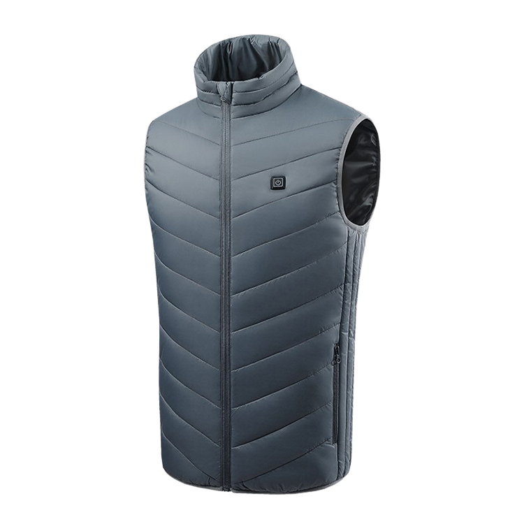 Gilet chauffant Flex 21 gris vu de face sur fond clair, 21 zones chauffantes