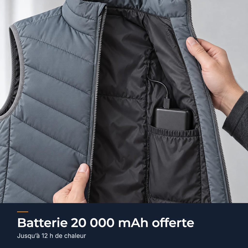 Batterie 20 000 mAh offerte avec le Flex 21, jusqu'à 12 h de chaleur sur les zones chauffantes